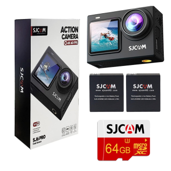 Pack Cámara Deportiva SJCAM SJ6 PRO 24MP 4K 60 FPS Dual, 2 baterias y micro Sd 64gb