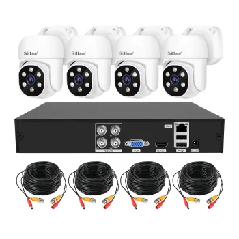 Kit XVR Srihome 4 camaras AHD030 PTZ + XVR NVS008  con Audio y Visión Nocturna a Color